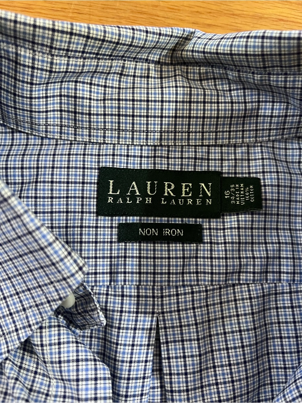 Impeccable Quality Large Ralph Lauren Blue & White Check Non-Iron Dress Shirt
